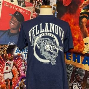 Vintage 80s Villanova Wildcats T-Shirt NCAA College Basketball‎ Tee Sz Large